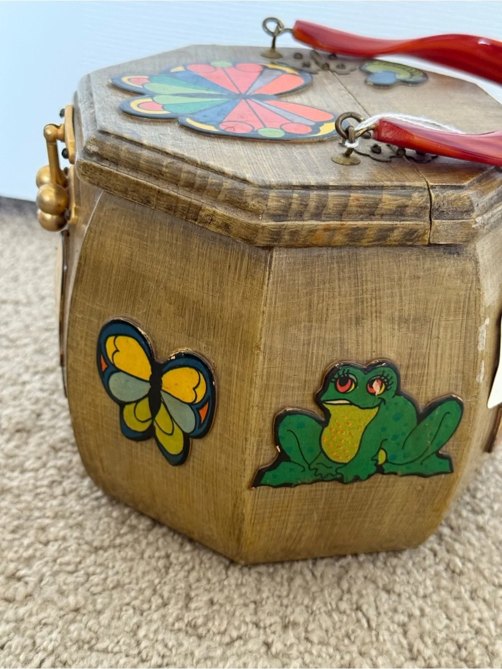 VINTAGE Whimsy Wooden box Hand Bag